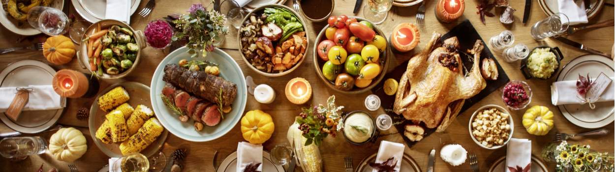 A spread of Thanksgiving food