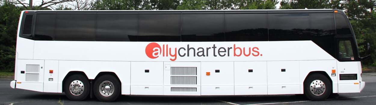 A 56-passenger charter bus